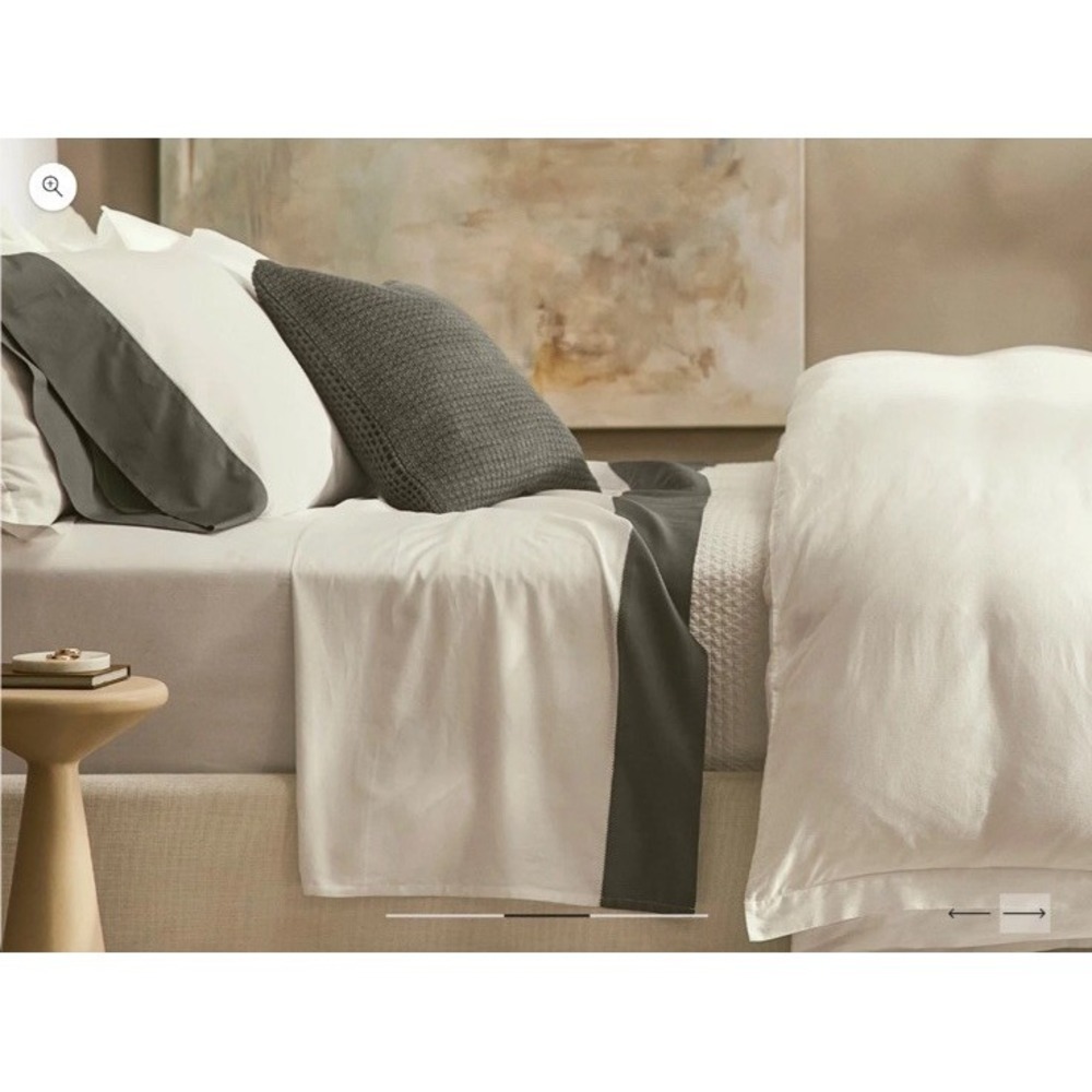 Boll & Branch Signature Colorblock Pillowcase Set White/Juniper Green Standard